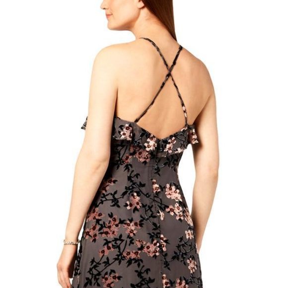 AVEC LES FILLES Burnout Party Dress in Gray + Pink Floral Size 2 New - Picture 10 of 16